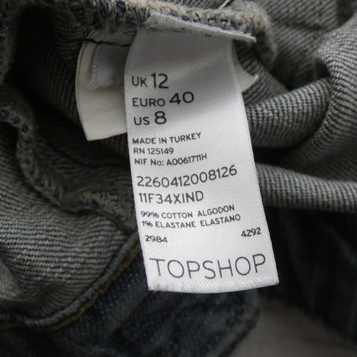 Cropped Denim Jacket Topshop Moto Stone Washed Faded Y2K Slim Fit - Picture 11 of 20