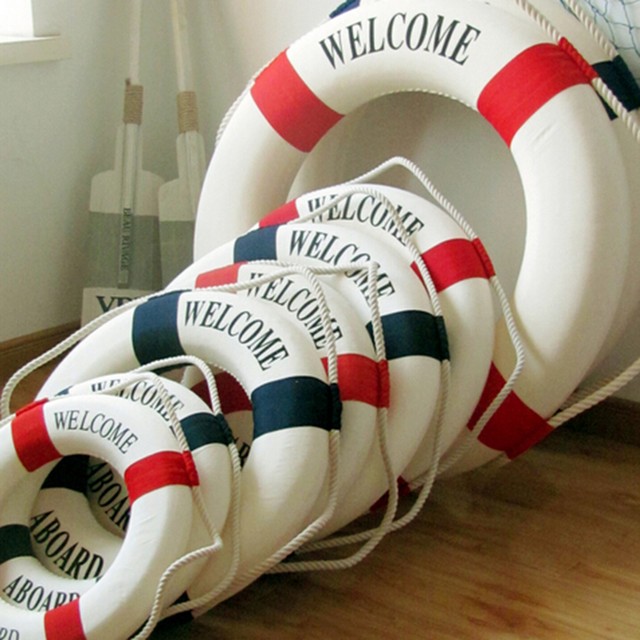 Nautical Welcome Aboard Decorative Life Buoy Home Marine Beach