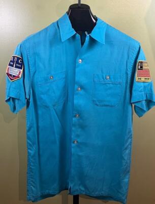 ウェア・シャツ 60's Crown Prince bowling shirt Vtg 60's Crown Prince Bowling Shirt sz M Teal S/S 