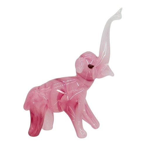 Rosa Glas Elefant Figur mundgeblasen Kunst Glas Tier Sammlerstück Deko - Bild 4 von 6