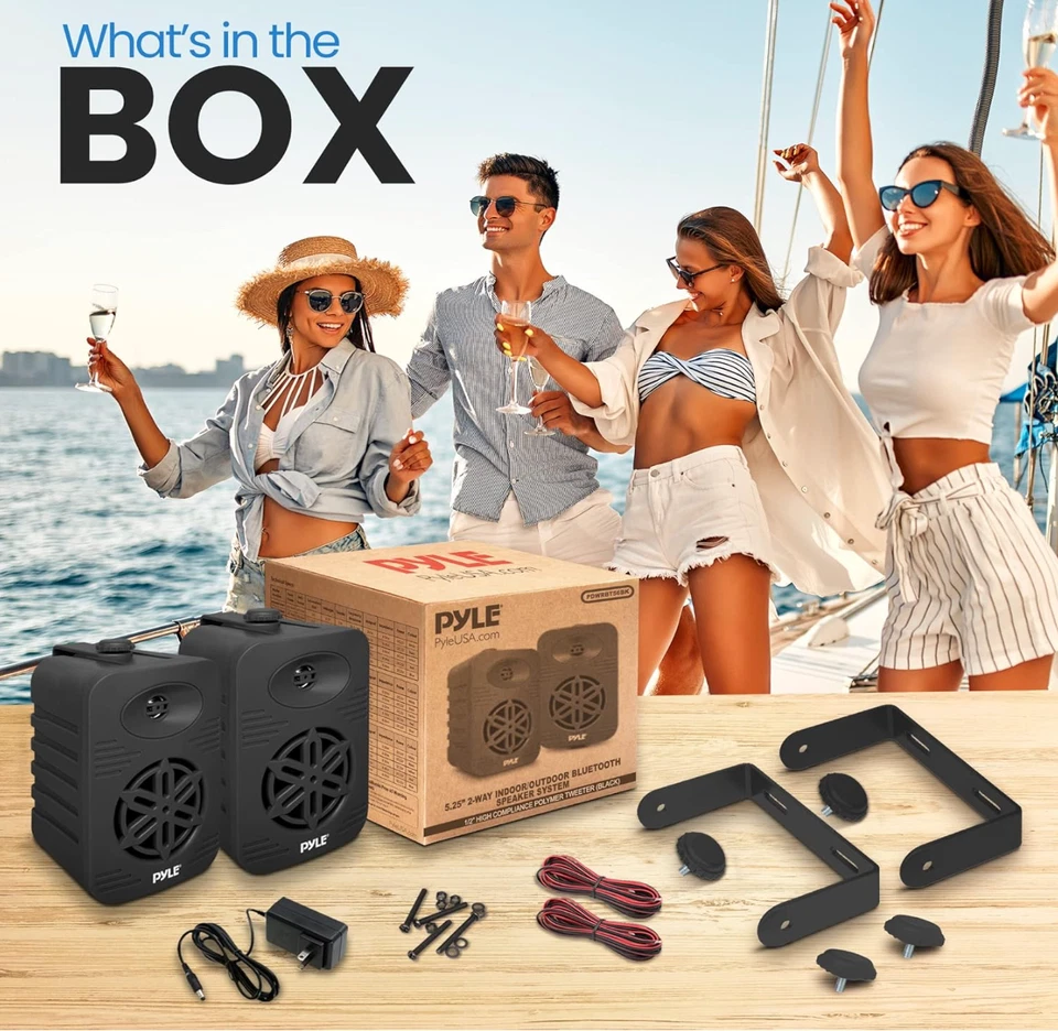 Pyle PDWRBT56BK Wall Mount Bluetooth Indoor/Outdoor Speaker System –Tested Works - Image 3 of 4