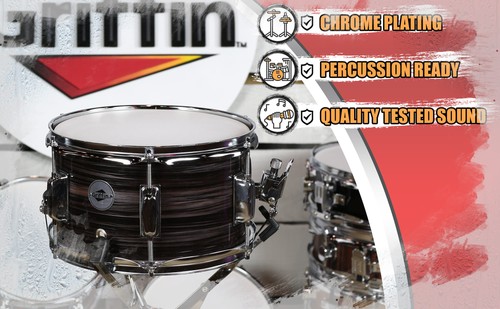 GRIFFIN Firecracker Snare Drum - Popcorn 10x6 Zebra Poplar Wood Shell Soprano - Picture 6 of 11