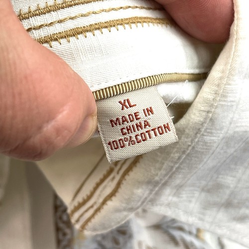 Tommy Bahama Guayabera Style Beige Button Up Langarm Hemd Herren Größe XL - Bild 10 von 16