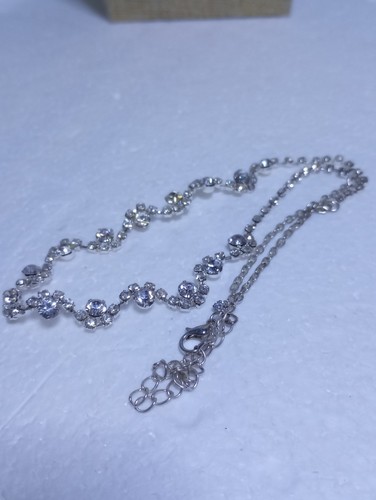 Elegante collar de diamantes de imitación vintage transparente moda floral cristal babero 18" - Imagen 8 de 9
