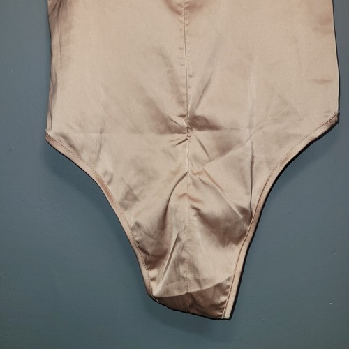 Vintage Parisian Satin Teddy Bodysuit Women MEDIUM Lacey Feminine Festival Nude - Picture 11 of 14