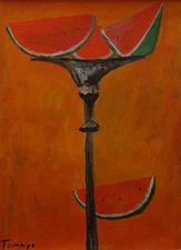 Fine unique painting – Mexican Pop art composition, Watermelons, signed Tamayo