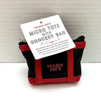 Trader Joe's Micro Tote Bag With Red Grocery Bag Limited Edition NWT
