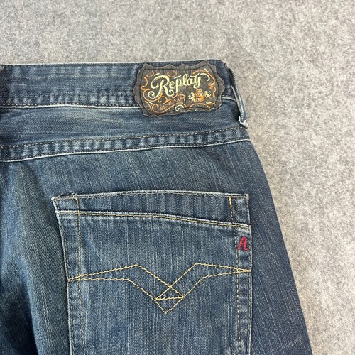 Replay Womens Jeans Wide Leg Baggy 34 29 UK 14 Low Rise Loose Dark Wash Blue Y2K - Picture 10 of 11