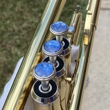 Custom Trumpet Blue “Snowy” Finger Buttons For Replacement Parts