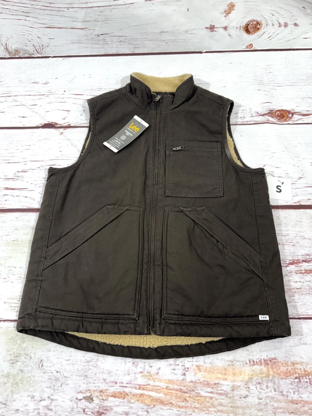 Lee Premium jacket Vest Shepherd lined canvas workwear sleeveless winter top sm