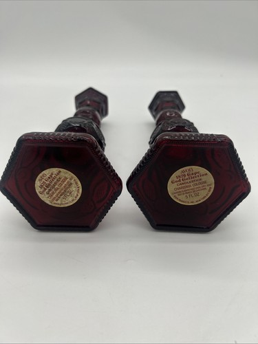 Vintage Avon Cape Cod 1876 Ruby Red Glass Candlestick Candle Holder - Picture 3 of 3