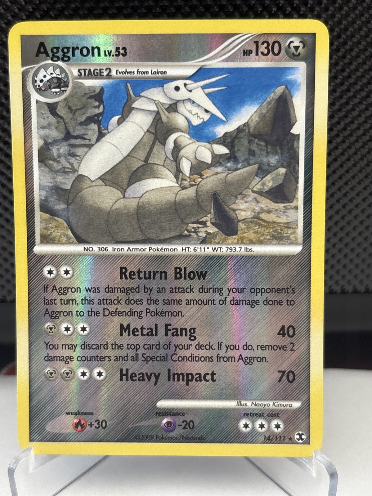 Pokemon TCG Aggron 14/111 Reverse Holo Rare Rising Rivals LP