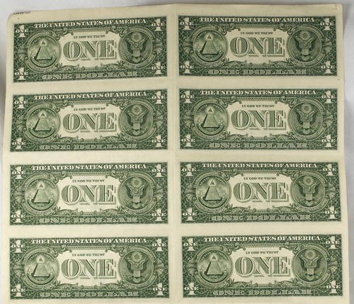 1985 $1 Federal Reserve Note Uncut sheet of 16 - Picture 8 of 16