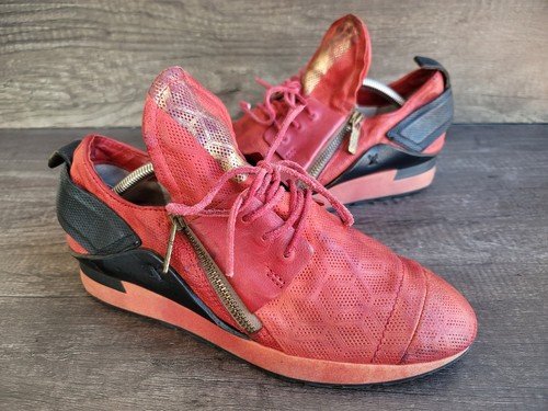 A.S.98 Women's Red Leather Lace Up Sneakers Sz 39 US 9. - Picture 7 of 13