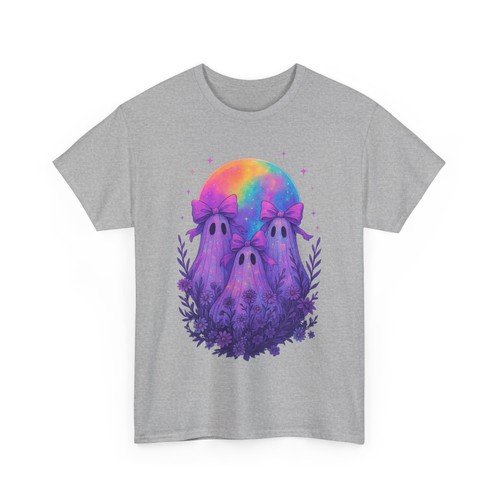 Neon Halloween Tee, Coquette Ghost & Colorful Moon T-shirt, Spooky Season Shirt - Picture 12 of 26