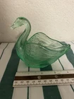 GLOWING Vintage 1930's Fenton Vaseline/Uranium Green Glass Iridescent Swan READ
