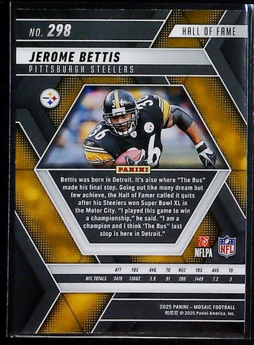 2025 Panini Mosaic Jerome Bettis Hall of Fame #298 Pittsburgh Steelers - Bild 2 von 2