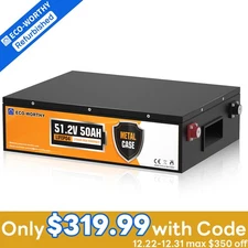 ECO-WORTHY 48V 50Ah Golf Cart LiFePO4 Lithium Battery Certified Refurbished