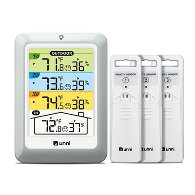 Wireless Indoor Outdoor Thermometer, 3 Sensors, 4.5'' Display, 330ft Range