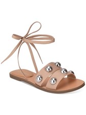 MARC FISHER Womens Beige Studded Padded Bryony Round Toe Leather Sandals 7.5 M
