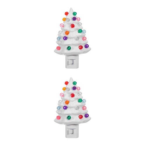  LED Christmas Tree Night Light with Swivel Plug, Resin Holiday Decor, Soft Glow - Bild 17 von 20