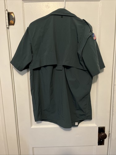 Venturing BSA Uniform Shirt Mens Small Green Nylon Short Sleeve UPF 40 Quick Dry - Picture 2 of 11