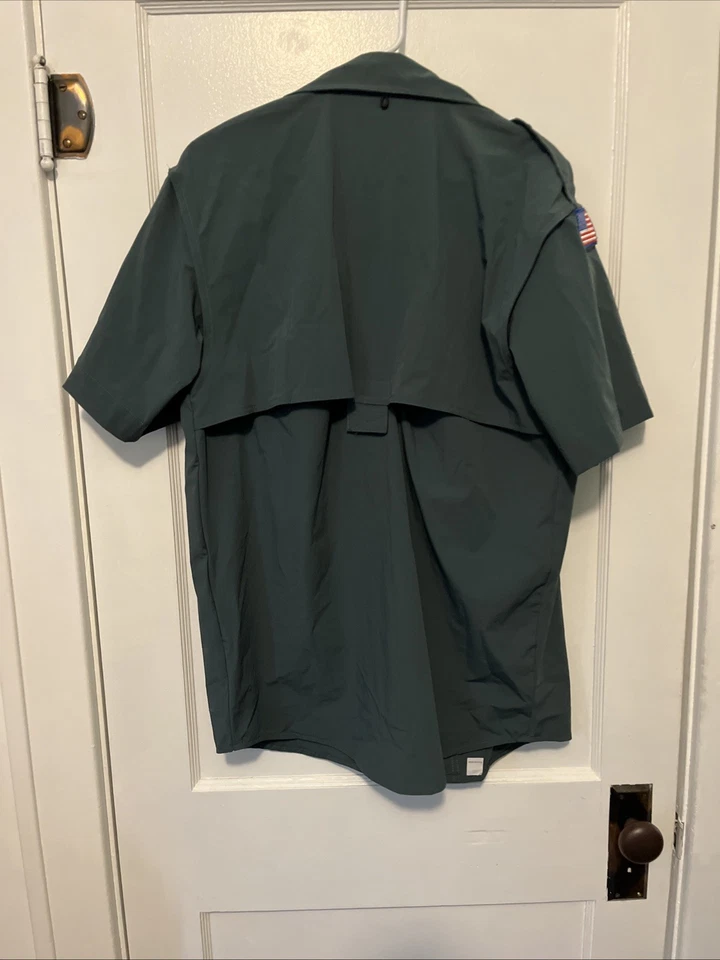 Venturing BSA Uniform Shirt Mens Small Green Nylon Short Sleeve UPF 40 Quick Dry - Image 2 of 4