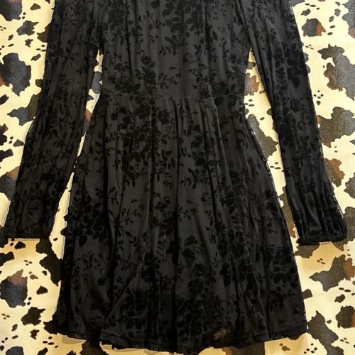 American Rag Damen schwarz Samt Burn Out Mesh Fit Flare Kleid Whimsigoth Small - Bild 5 von 8