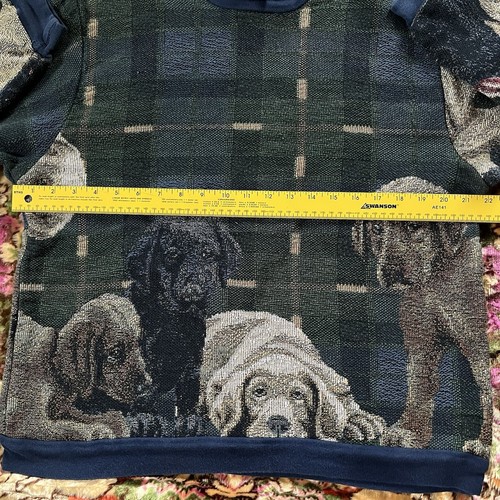 Vintage Sugar Street Weavers Puppy Lab Tapestry Pullover Sweater - Picture 5 of 7