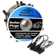 2-Prong Double Female Bullet Plug Wire Harness Roll, 18 Gauge 2 Prong 20 Count