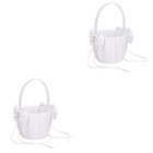  2 Pieces Blumenmädchen Korb Hochzeit Blumenkorb Satin Blumenmädchenkorb
