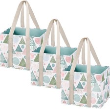 3 Pack Christmas Reusable Bags Pastel Forest 6 Gallon for Shopping
