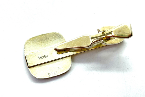 Vintage Sterling Silver Enamel Iris Flowers Tie Clip - 7 grams - Picture 6 of 9