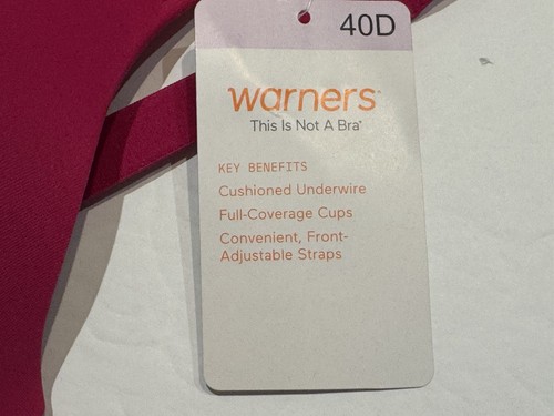 NWT Warner’s Cloud 9 THIS IS NOT A BRA Collection Underwire Bra 01593 40D Pink - Picture 7 of 7
