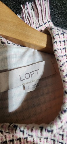 LOFT Tweed Dress Office Buisness Pink Black White Sleeveless Womans Sz 2 NWOT - Picture 5 of 13