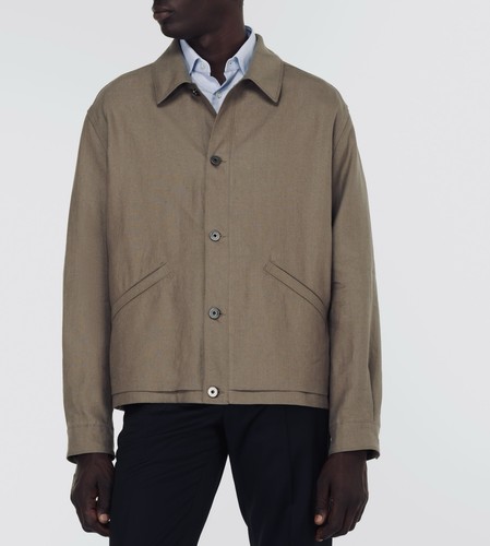 ZEGNA ‘Oasi Lino’ Linen Overshirt Chore Jacket Army Taupe Size Medium $3295+ NEW - Picture 3 of 24