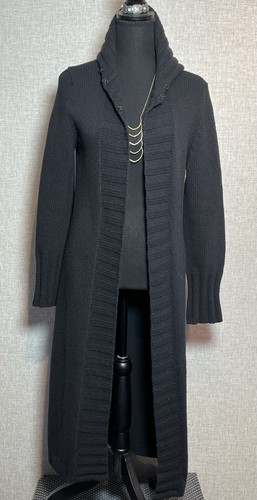 Cárdigan largo Express talla M para mujer negro mezcla de lana gancho/ojo - Imagen 1 de 7