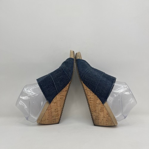 Anne Klein Sport Denim Blue Cork Wedge Slide Casual Comfort Sandals Women Size 9 - Picture 5 of 10