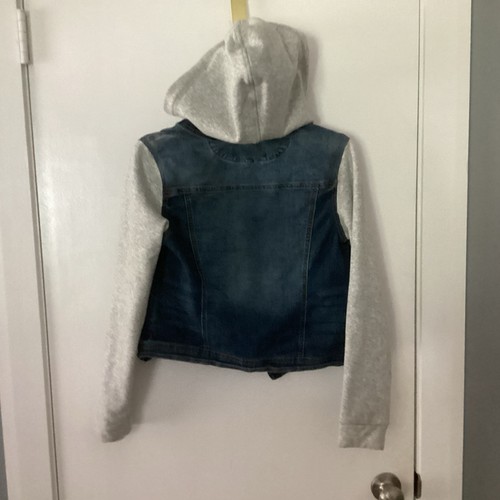 Girls Wildflower Denim Hoodie Sweatshirt Size M Pre Owned - Picture 3 of 4