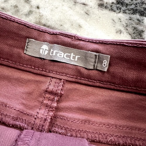 Tractr Girls Brittany Fray Hem Cut Off Denim Maroon Shorts Size 8 - Picture 3 of 4