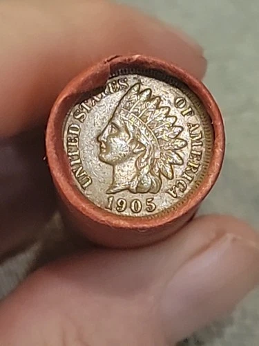 Terrific Au 1905 Indian Head &XF 1865 3 Cent Nickel Ends Of Lincoln Wheat Roll