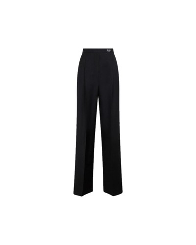 Prada Wide Leg Viscose Pants Women Black Jeans & Pants
