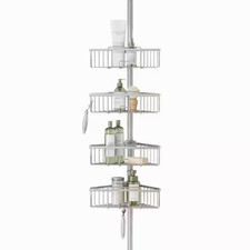 4-Tier Tension Pole Shower Caddy in Satin Nickel