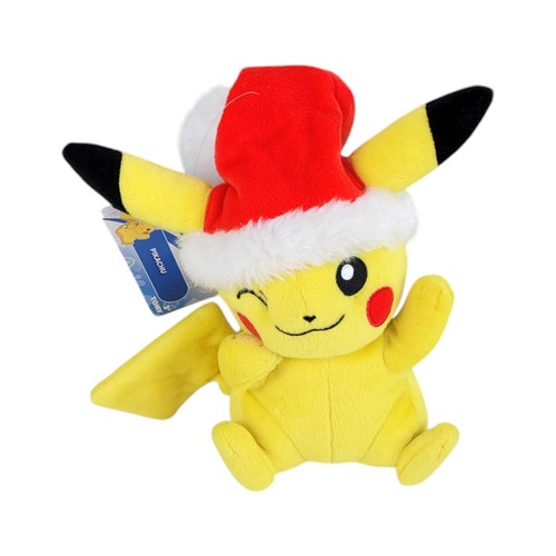Pokemon Pikachu weiches Plüschtier 9 Zoll Feiertage Weihnachten Nikolausmütze von Tomy neu - Bild 1 von 4