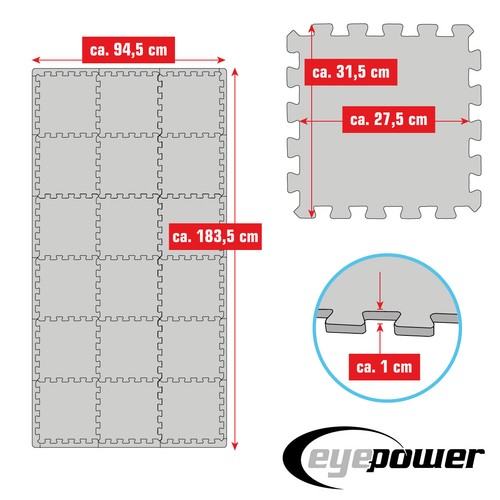18x Fitness Bodenschutzmatte - 30x30 EVA Matte Sport Bodenmatte für Fitnessraum  - Bild 9 von 12