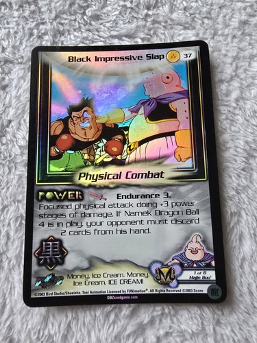 DBZ Dragon Ball Z FOIL Negro Impresionante Bofetada 37 CCG Limited Kid Buu Saga MP - Imagen 1 de 5