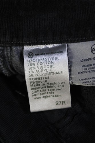 Pantalones rectos de tiro alto de algodón negros talla 27 AG Adriano Goldschmied para mujer - Imagen 4 de 6