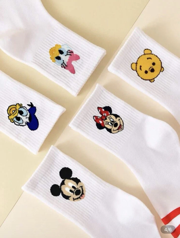 Disney Mickey Minnie Donald Crew Calcetines Conjunto de 5 Pares Unisex Mujer’s Hombre’s Nuevo Foto 4 de 4