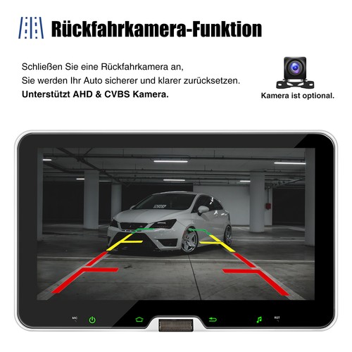 Autoradio GPS Navi WIFI 1 DIN 360° Drehbar Bildschirm 4+64GB Android 14 Carplay - Bild 10 von 16