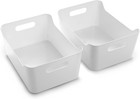 Plastic Storage Bins - Small 2 Pack, White - the SOHO COLLECTION - Pantry Organi